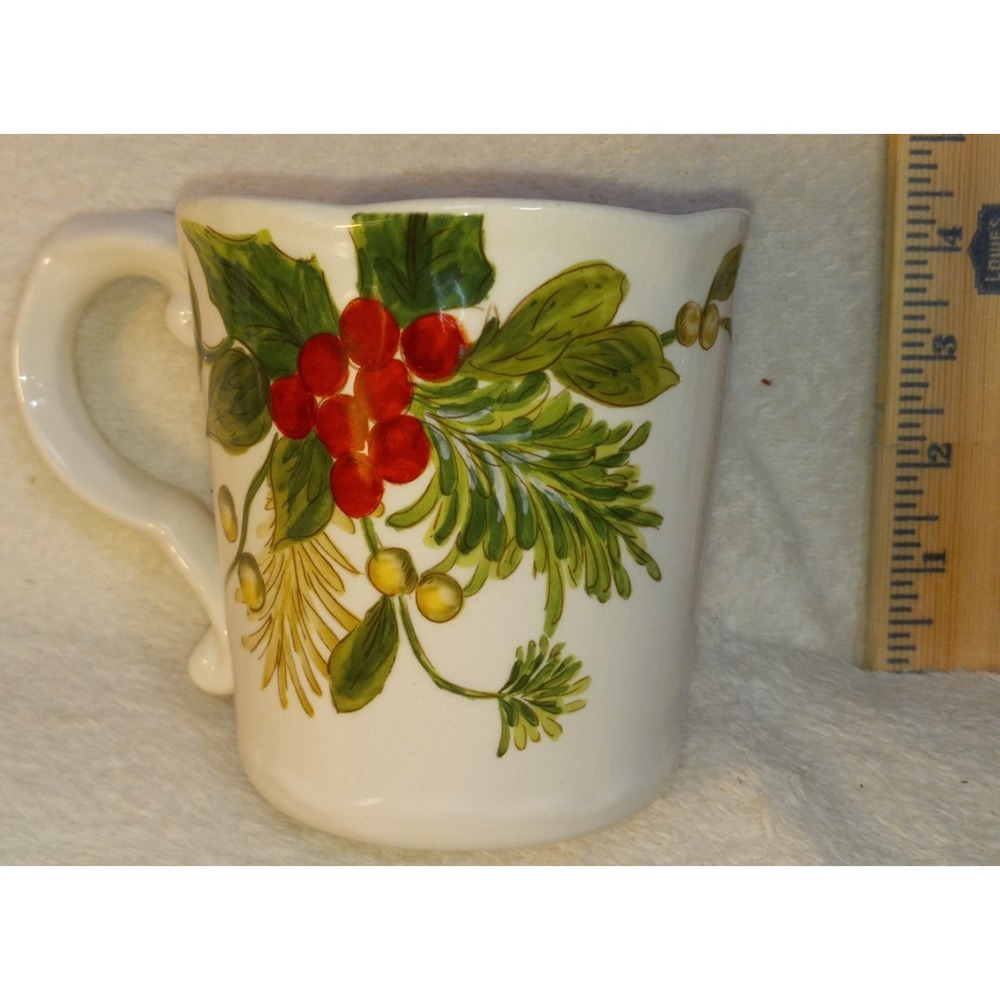 Maxcera Pumpkin Mug missletoe Harvest Holiday Oversize  Ceramic Pottery 16oz